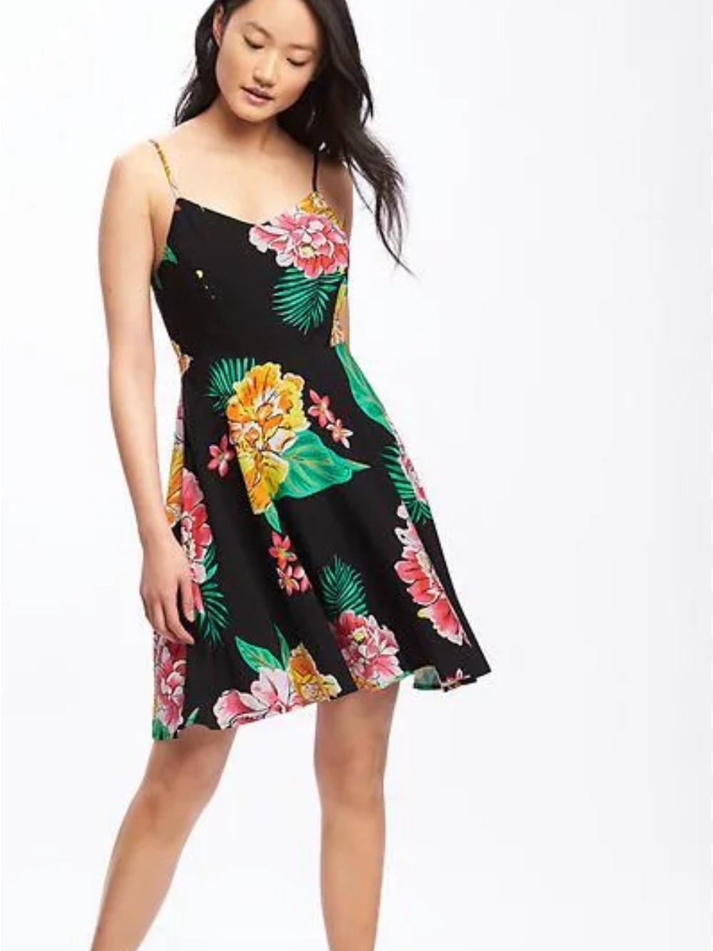 NWOT Old Navy Large Fit & Flare Cami Dress for Women Floral Tropical